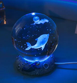 Marine Animals Crystal Ball 3D with Resin Sphere Stand Base