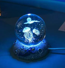 Marine Animals Crystal Ball 3D with Resin Sphere Stand Base