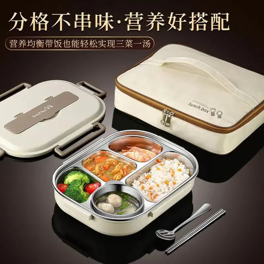 304 stainless steel compartment insulated lunch box office worker students sealed portable bento Microwae Heating food container
