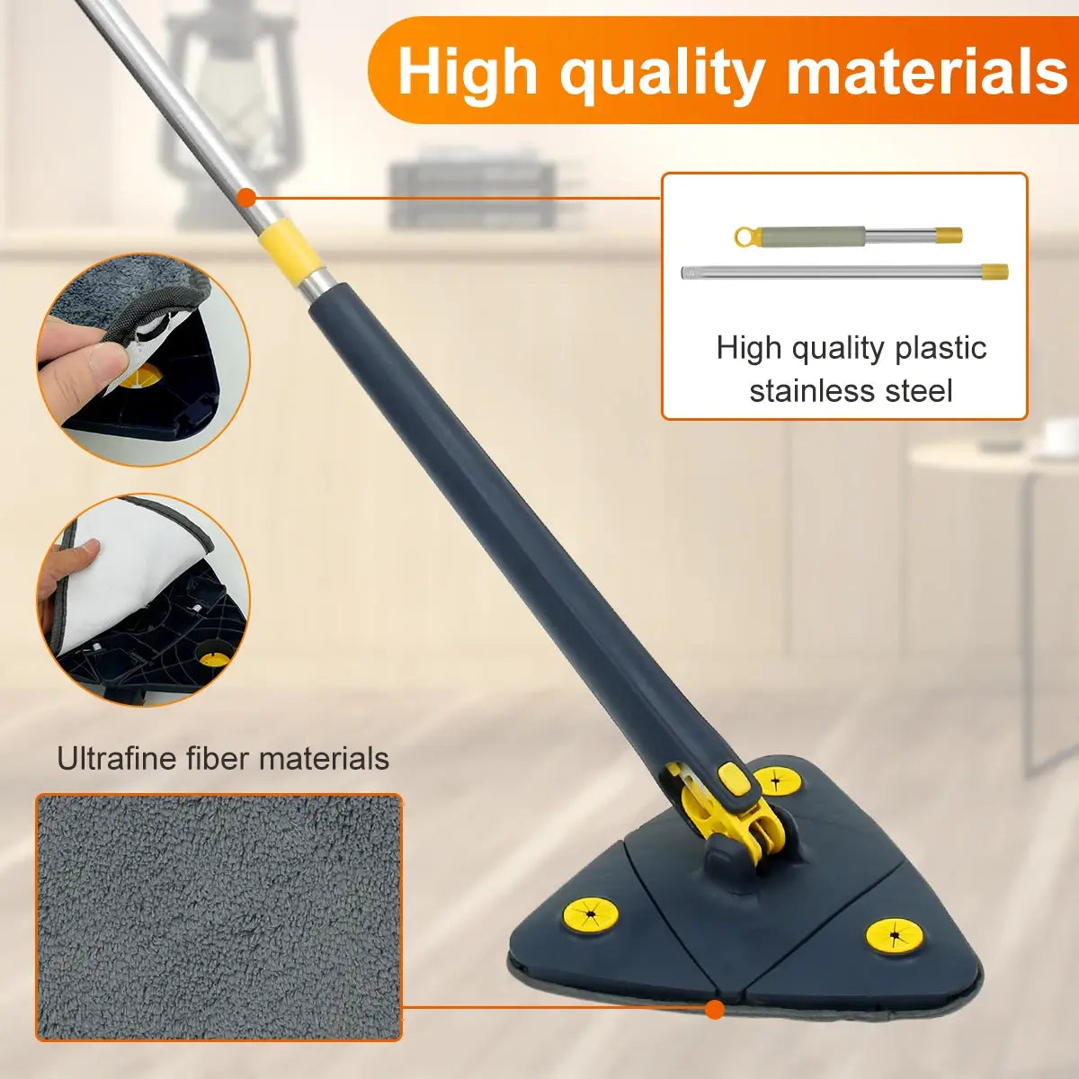 360° Rotatable Telescopic Triangle Mop