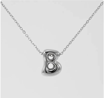 Women's Glossy Bubble Letter Pendant Necklace