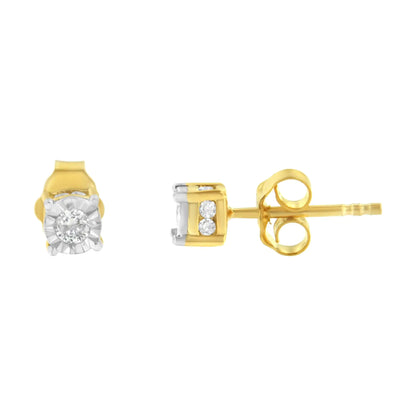 Yellow Plated Sterling Silver Diamond Stud Earring (1/4 cttw, I-J Color, I2-I3 Clarity)