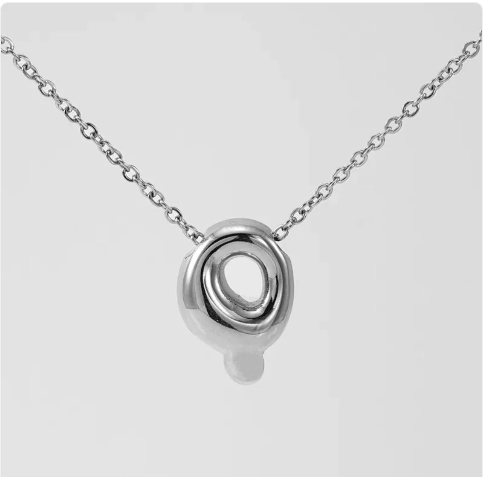 Women's Glossy Bubble Letter Pendant Necklace