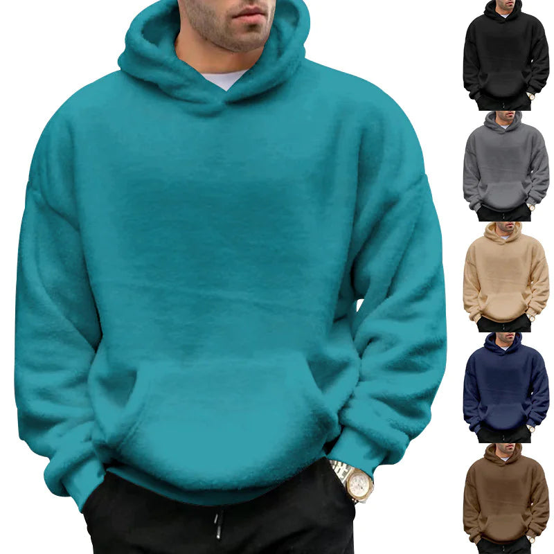 Velvet Hooded Sweater Men's Plush Sweatshirt