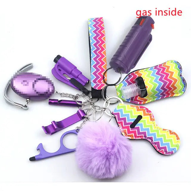 11pcs Self-Defence Keychain Set Multi-Function Keyring