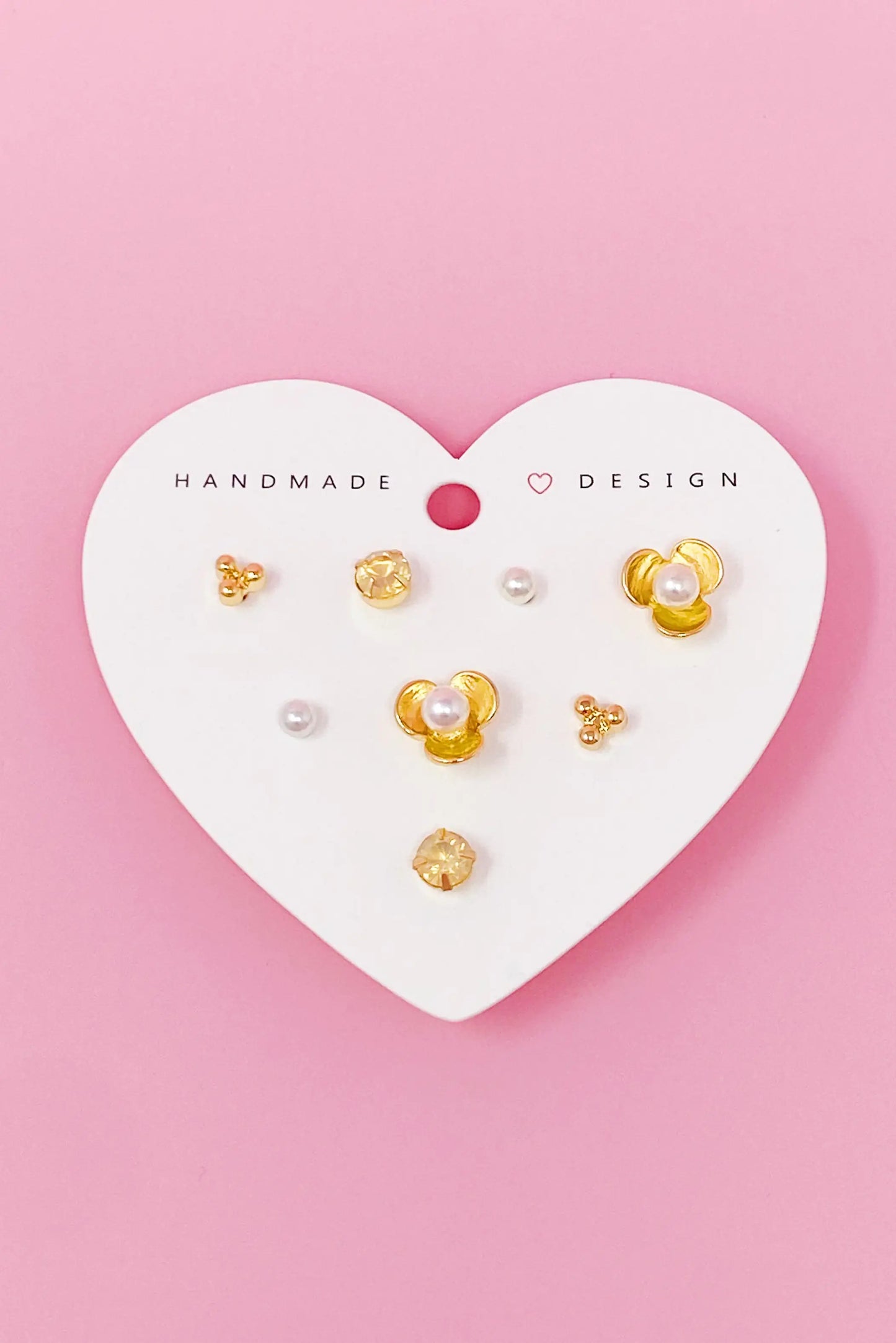 Blooming Heart Stud Earring Set Of 4