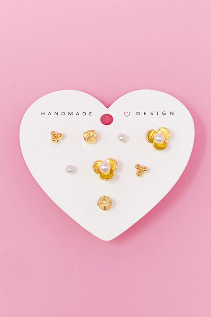 Blooming Heart Stud Earring Set Of 4