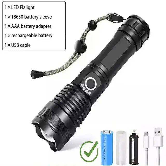 High Power XHP100 LED Flashlight Rechargeable Torch