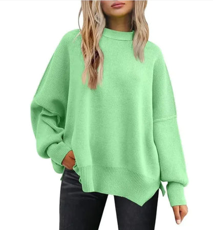 Women's Cozy Knitted Pullover with Side Slit – Chic & Comfortable