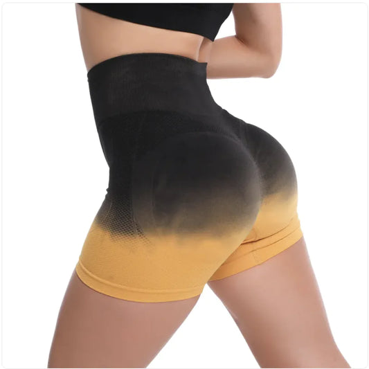 Peach High-Waist Gradient Yoga Shorts