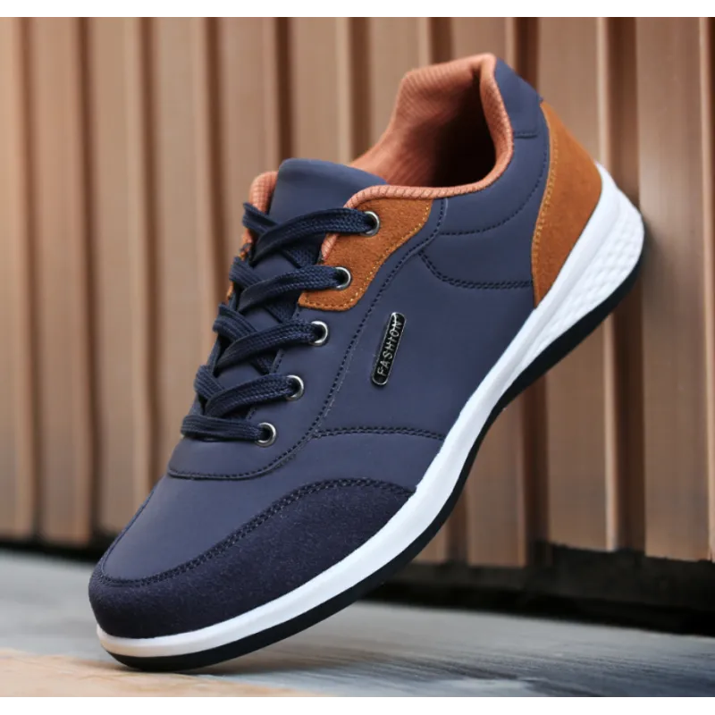 Lace-Up Microfiber Leather Men’s Sneakers