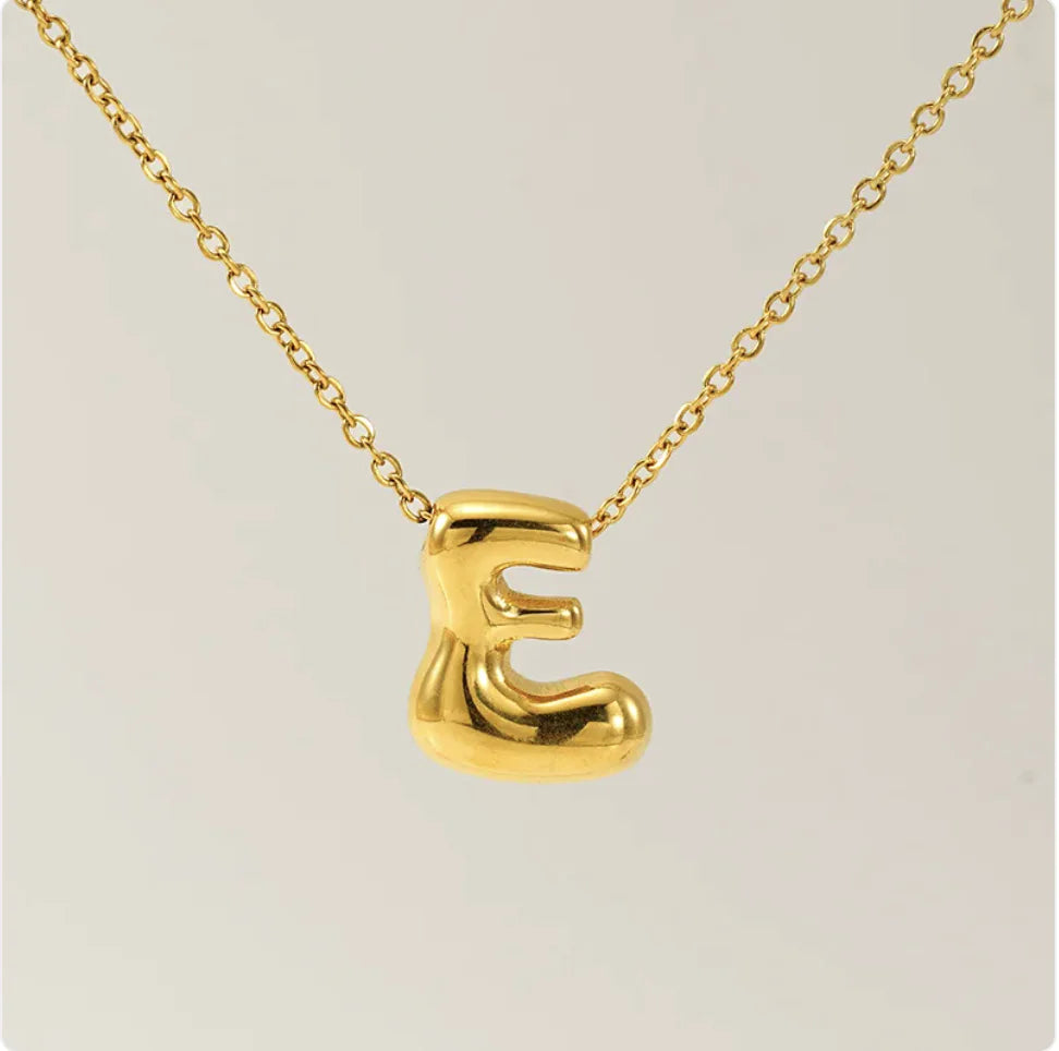 Women's Glossy Bubble Letter Pendant Necklace