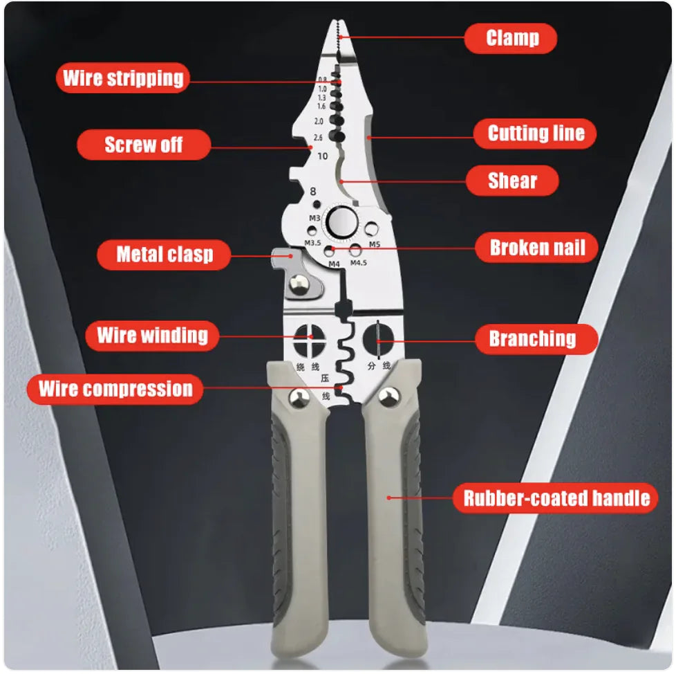 Adjustable Multifunction Wire Crimper, Cable Cutter & Automatic Wire Stripper