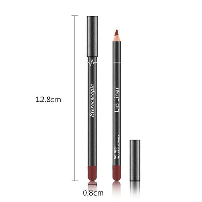 12Pcs Women Waterproof Lipstick Long Lasting Matte Lip Liner Pencil Lip Pen Set