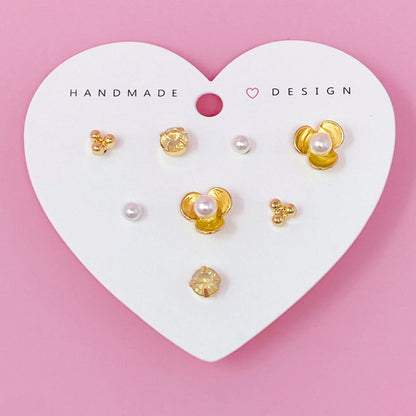 Blooming Heart Stud Earring Set Of 4