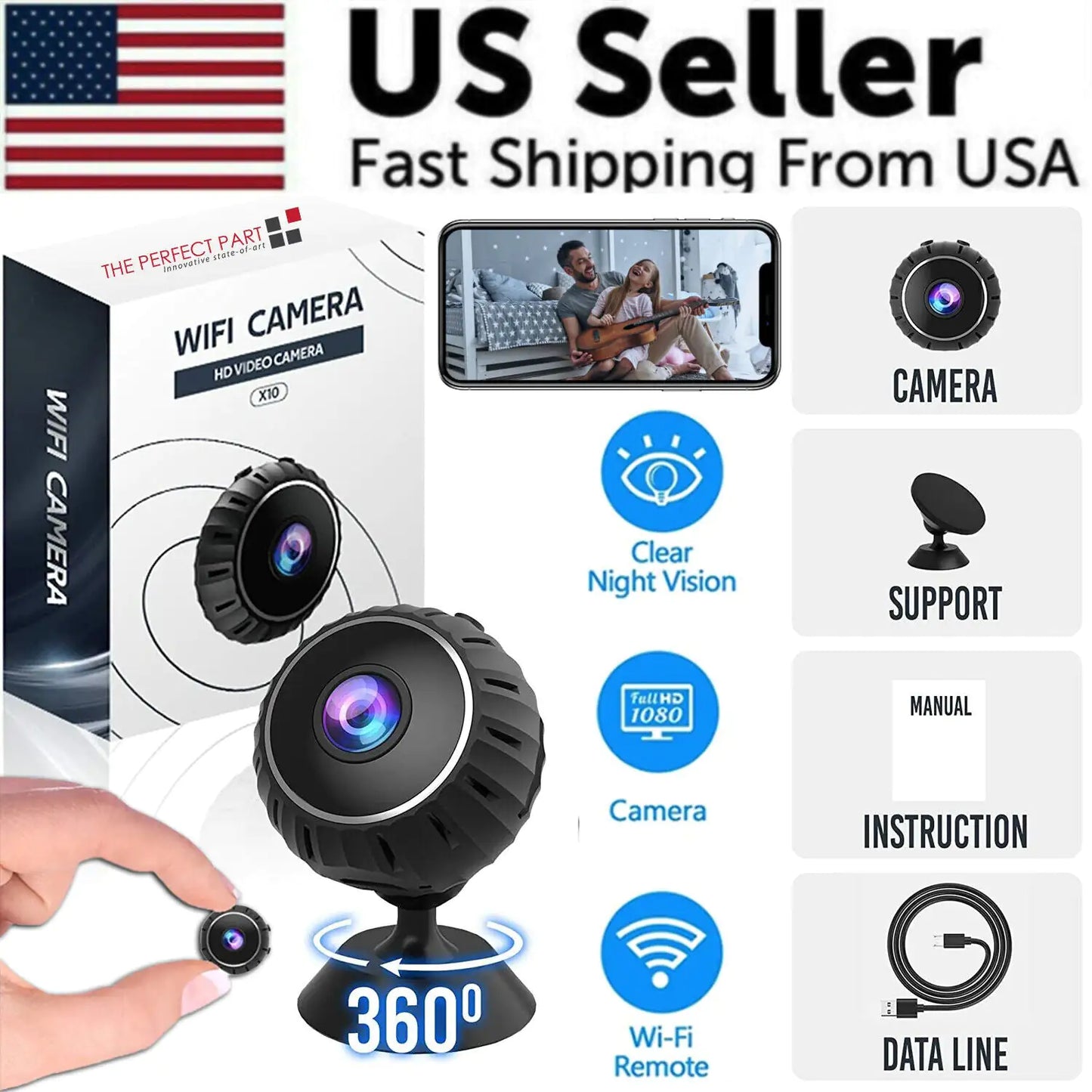 Mini Hidden Spy Nanny Camera Wireless Nanny Cam WiFi Home Security HD 1080P DVR