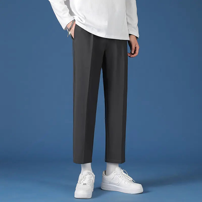 Mens Fashion Hip Hop Classic Nine-Point Pants 2022 Men Oversize Breathable Wide Leg Casual Straight Trouser27-38