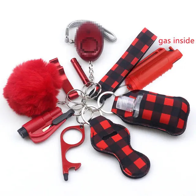 11pcs Self-Defence Keychain Set Multi-Function Keyring