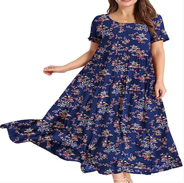 Casual And Comfortable Pleated Loose Floral Dress