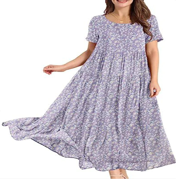 Casual And Comfortable Pleated Loose Floral Dress