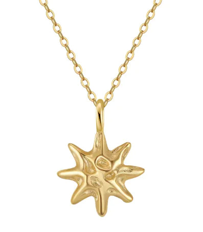 Sterling Silver Hammered Star Pendant Necklace