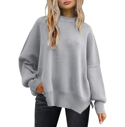 Women's Cozy Knitted Pullover with Side Slit – Chic & Comfortable