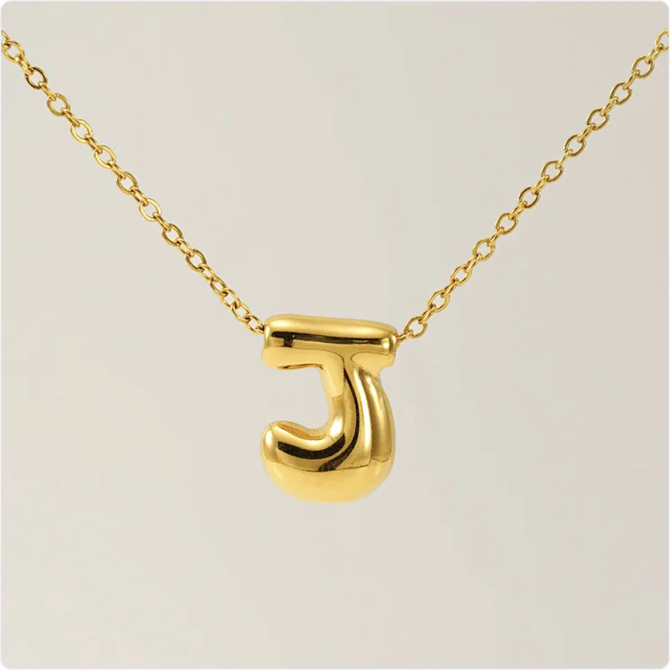 Women's Glossy Bubble Letter Pendant Necklace