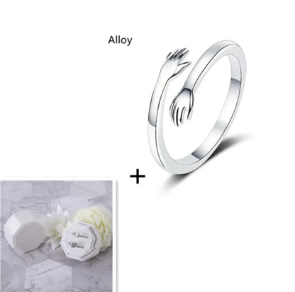 S925 Silver Couple Hug Ring