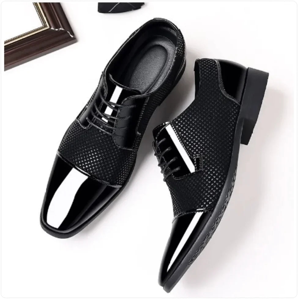 Men's Breathable Pointed Leather Dress Shoes – British Korean Style