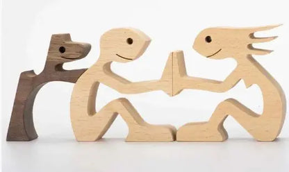 Wood Dog Sculpture Home Decoration