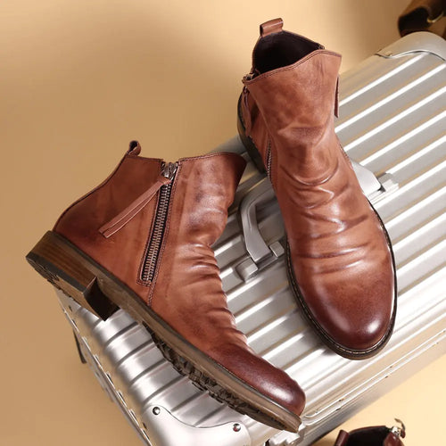 Retro Ankle Non-Slip Leather Boots Men