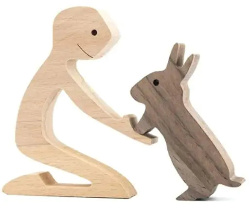 Wood Dog Sculpture Home Decoration