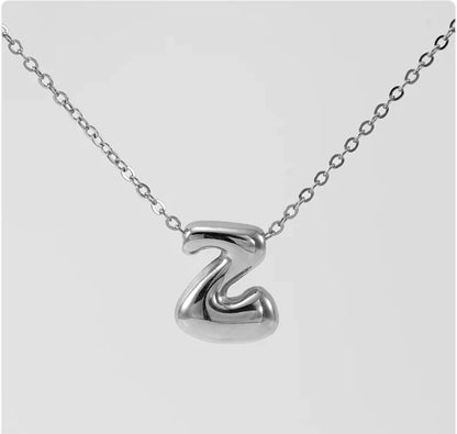 Women's Glossy Bubble Letter Pendant Necklace