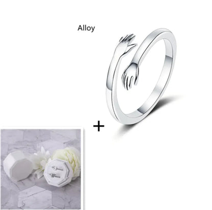 S925 Silver Couple Hug Ring