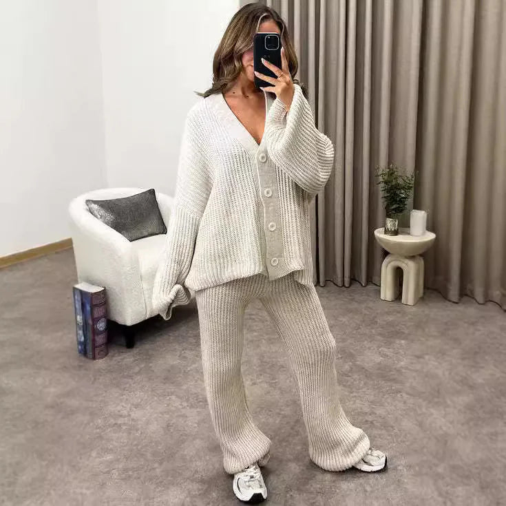 Women's Woolen Two-Piece Casual Set