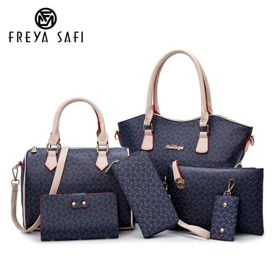 Women's Fashion Leather Bags 6 Piece Set