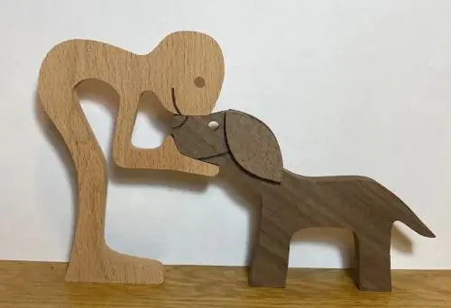 Wood Dog Sculpture Home Decoration