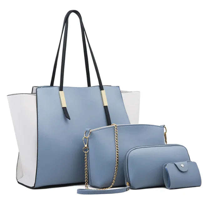 Luxe4 Women's 4-Piece PU Vegan Leather Bag Set