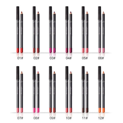 12Pcs Women Waterproof Lipstick Long Lasting Matte Lip Liner Pencil Lip Pen Set