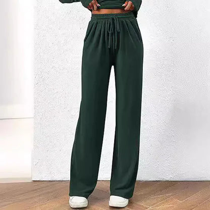 Casual Suit Long-sleeved T-shirt Wide-leg Pants 2 Pieces Set