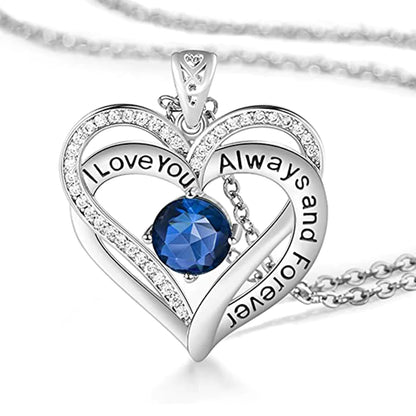 Crystal Heart Birthstone Necklace