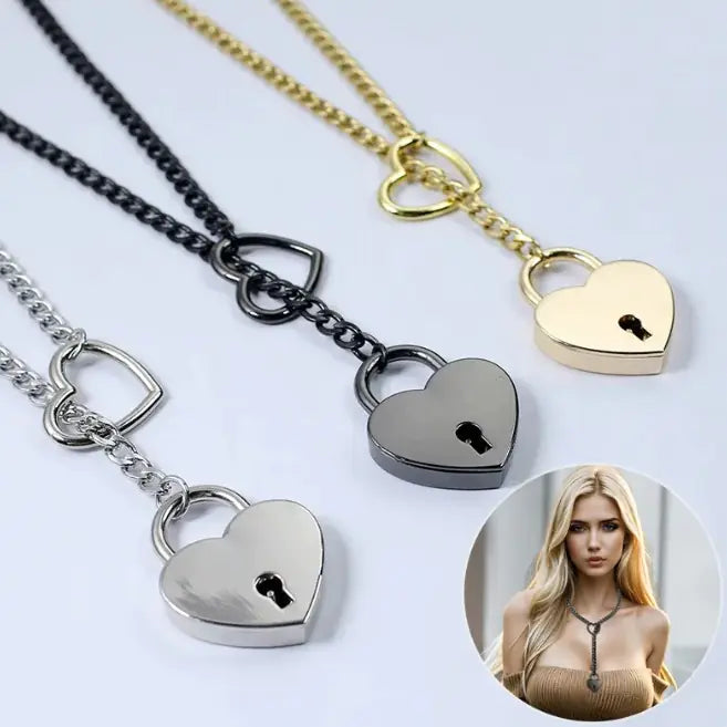 Heart Shaped Lock Core With Key Necklace