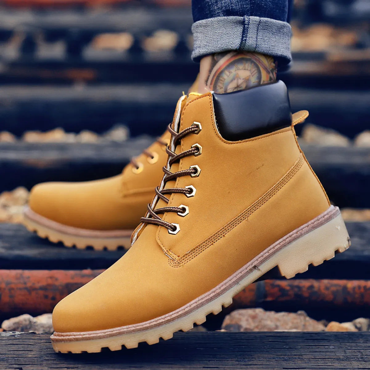 Men's PU Leather High-Top Snow Boots