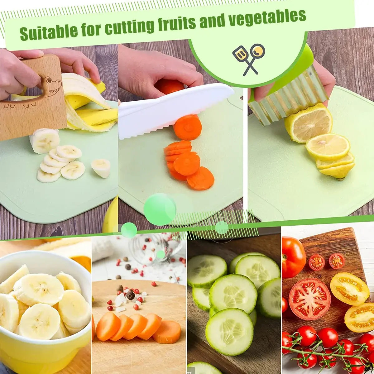 Cooking Cutter Set Wooden and Plastic Knives