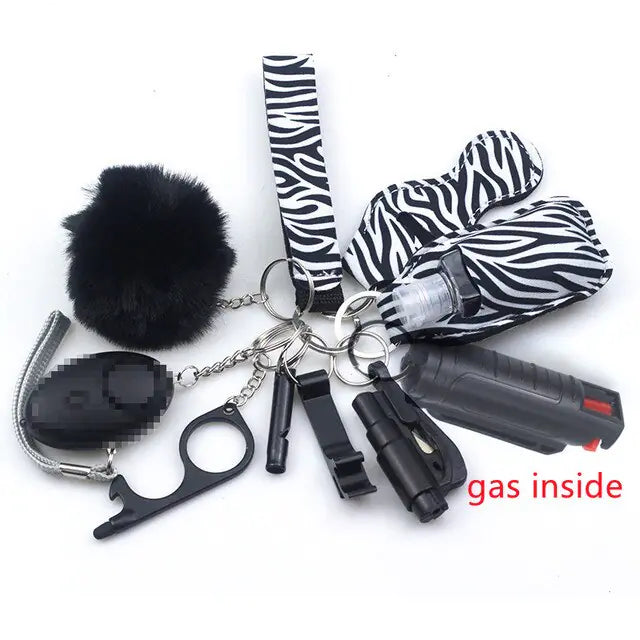 11pcs Self-Defence Keychain Set Multi-Function Keyring