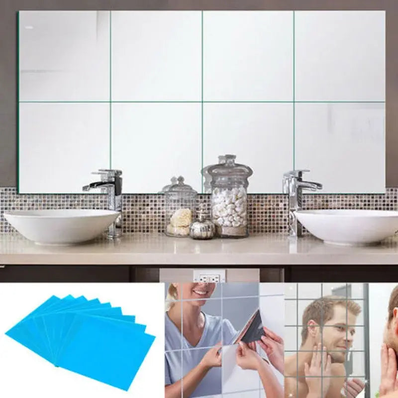 Square Mirror Glass Tile Acrylic Wall Stickers