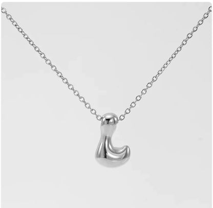 Women's Glossy Bubble Letter Pendant Necklace