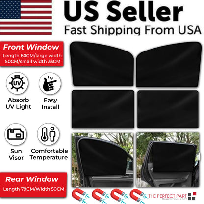 4X Magnetic Car Side Front Rear Window Sun Shade Cover Mesh Shield UV Protection