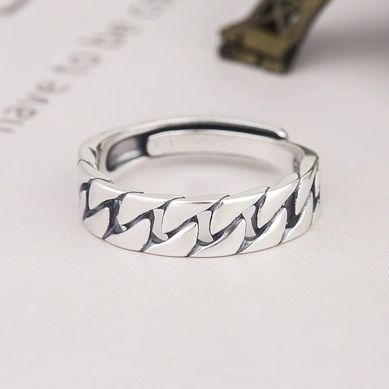 925 Sterling Silver Adjustable Chain Ring