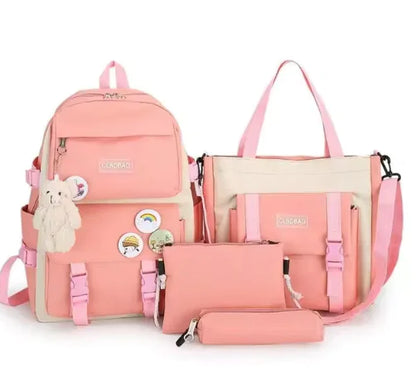 5-Piece Canvas Backpack Set for Teen Girls – 2023 Fashionable School and Travel Bags